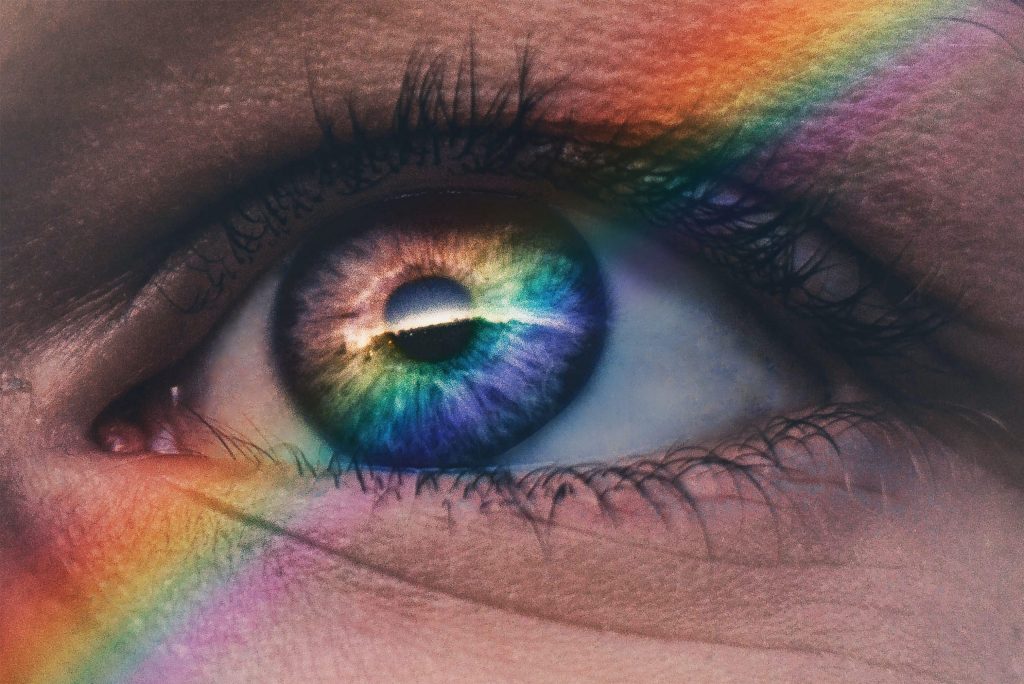 Eye with rainbow overlay